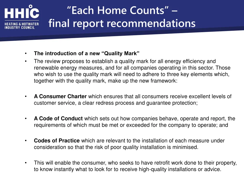 each home counts final report recommendations