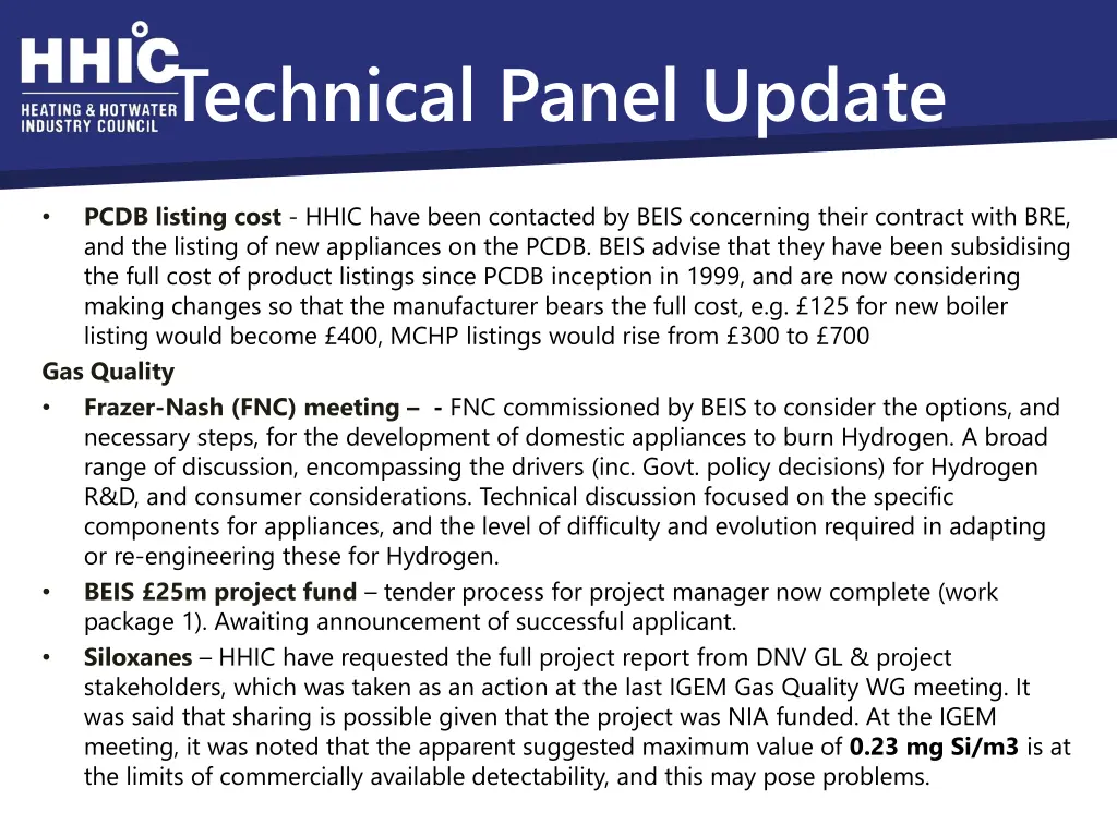 technical panel update 1
