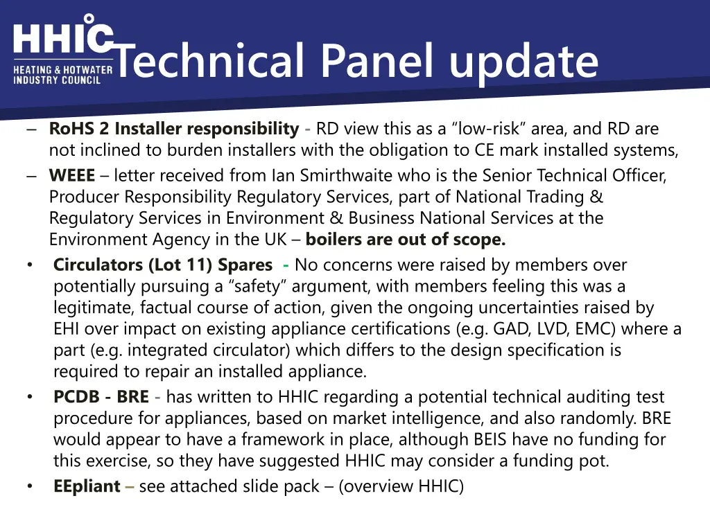 technical panel update