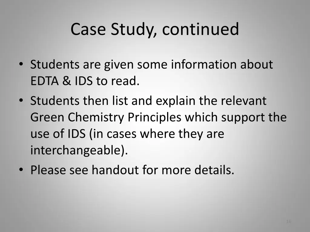 case study continued