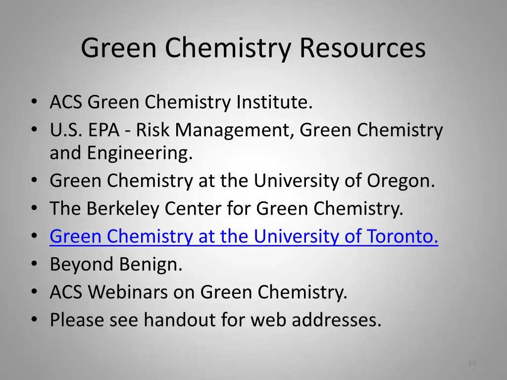 green chemistry resources