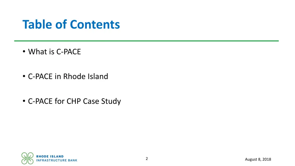 table of contents