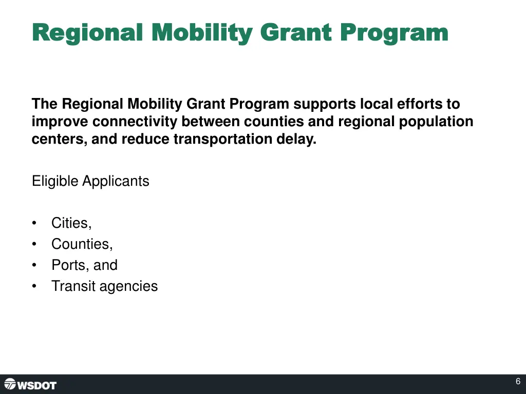 regional mobility grant program regional mobility