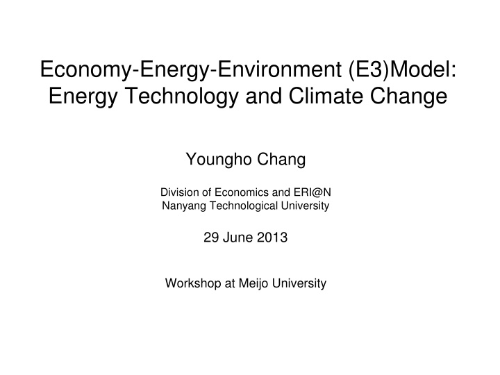 economy energy environment e3 model energy