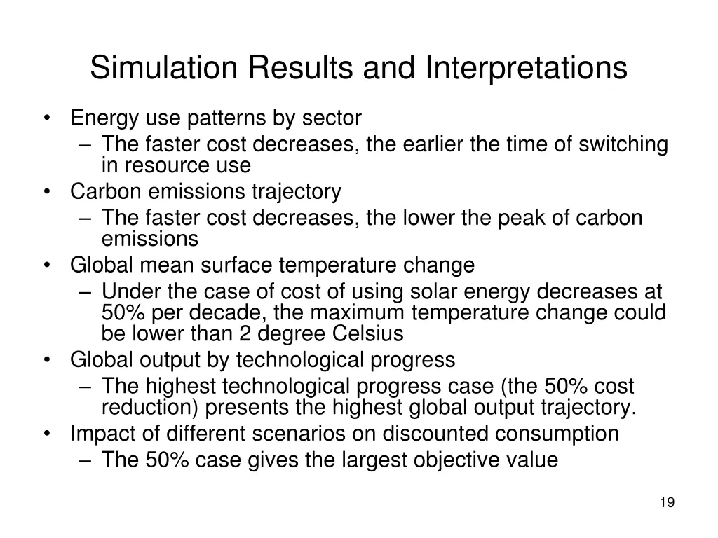 simulation results and interpretations