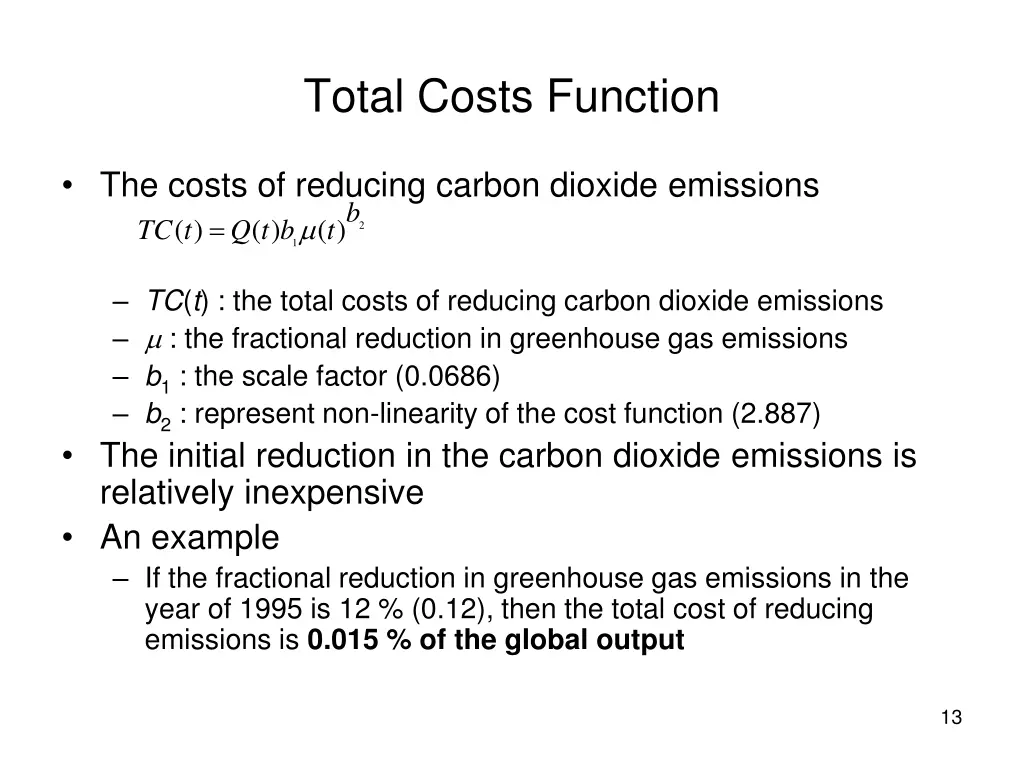 total costs function