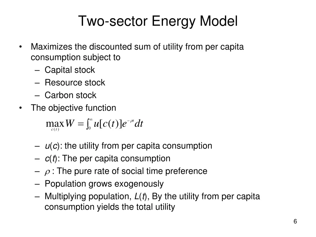 two sector energy model
