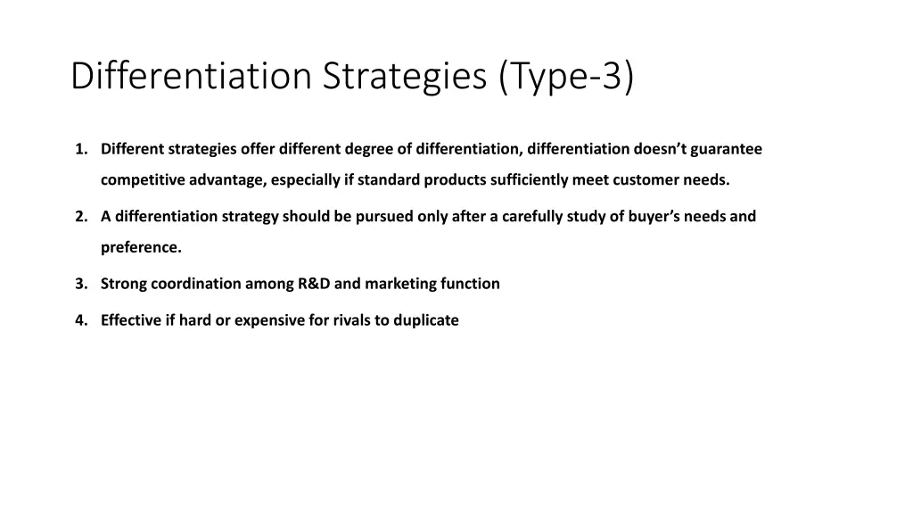 differentiation strategies type 3