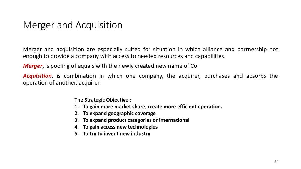 merger and acquisition