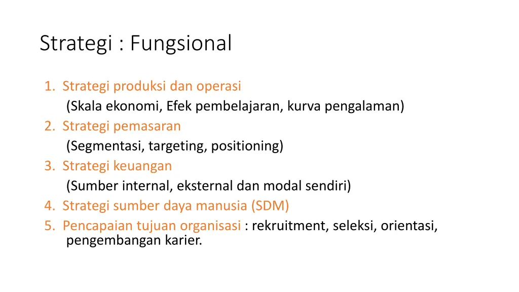 strategi fungsional
