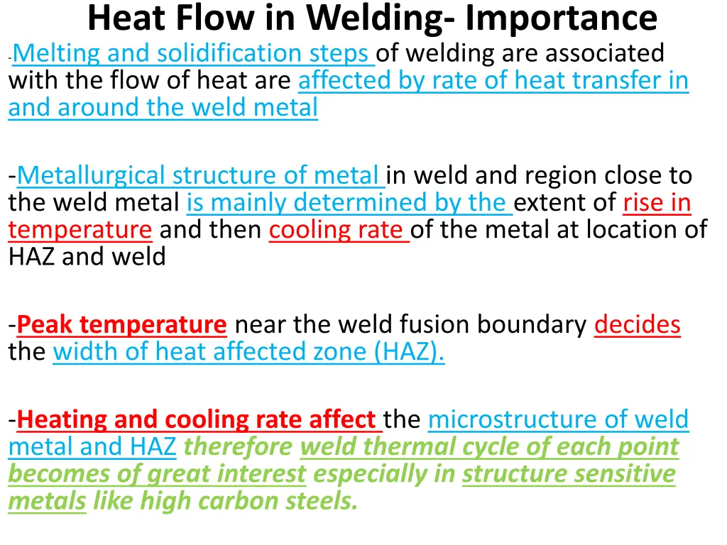 heat flow in welding importance melting