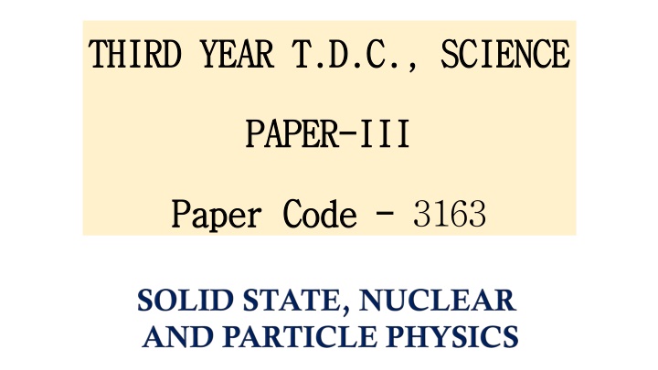third year t d c third year t d c science