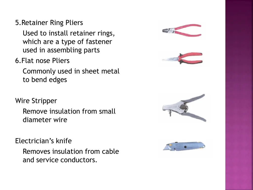 5 retainer ring pliers used to install retainer