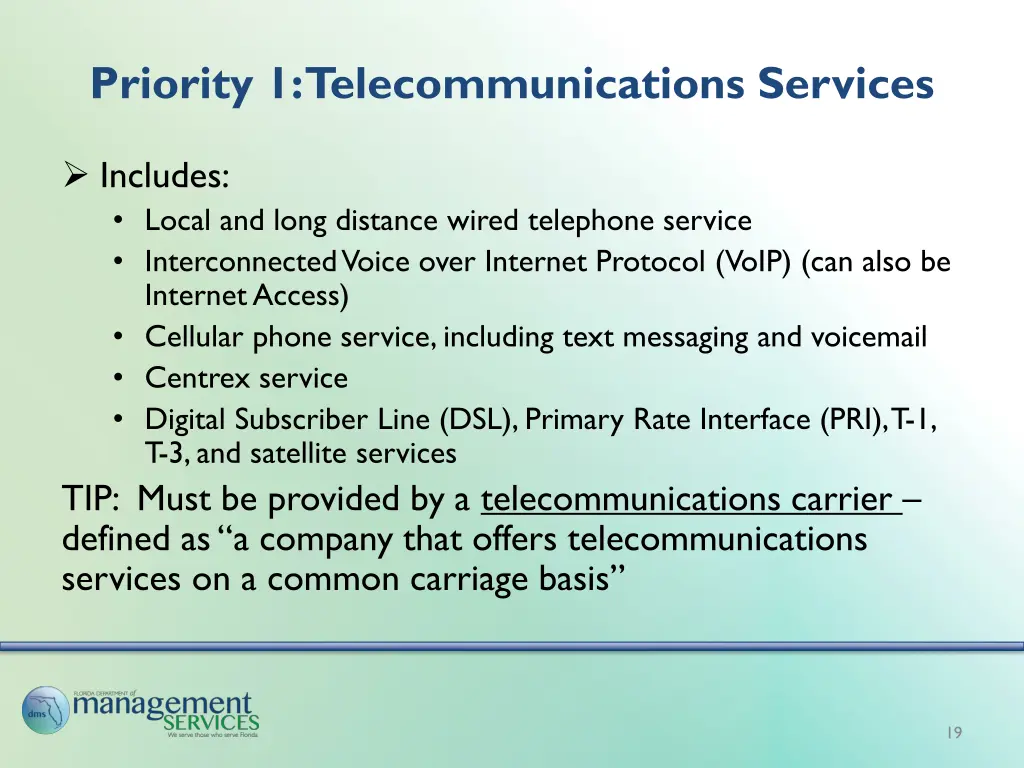 priority 1 telecommunications services