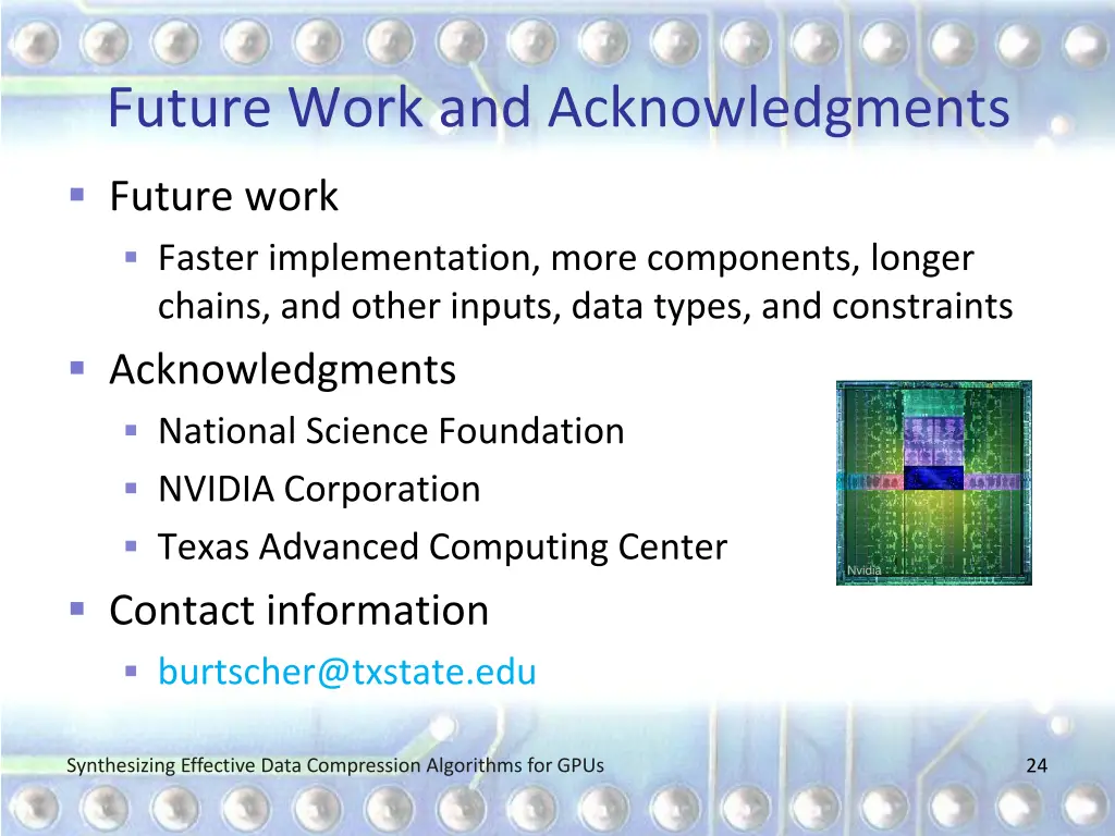 future work and acknowledgments