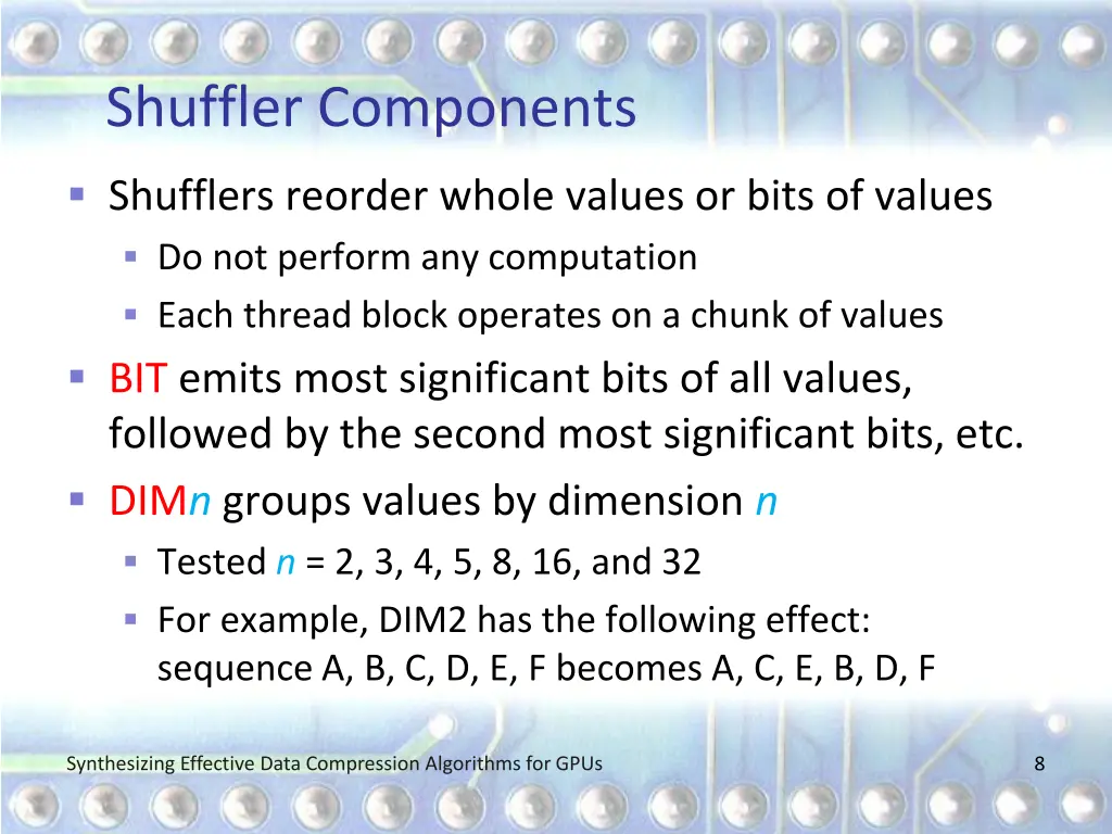 shuffler components