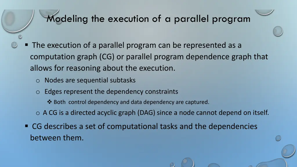 modeling the execution of a parallel program
