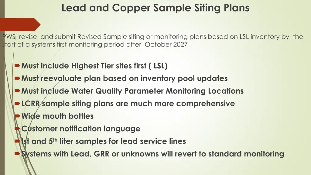 lead and copper sample siting plans
