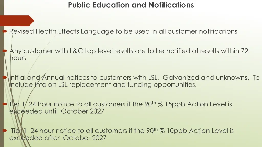 public education and notifications