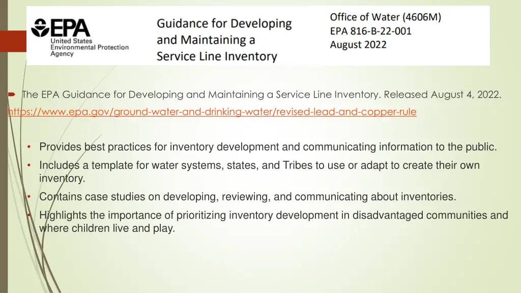 the epa guidance for developing and maintaining