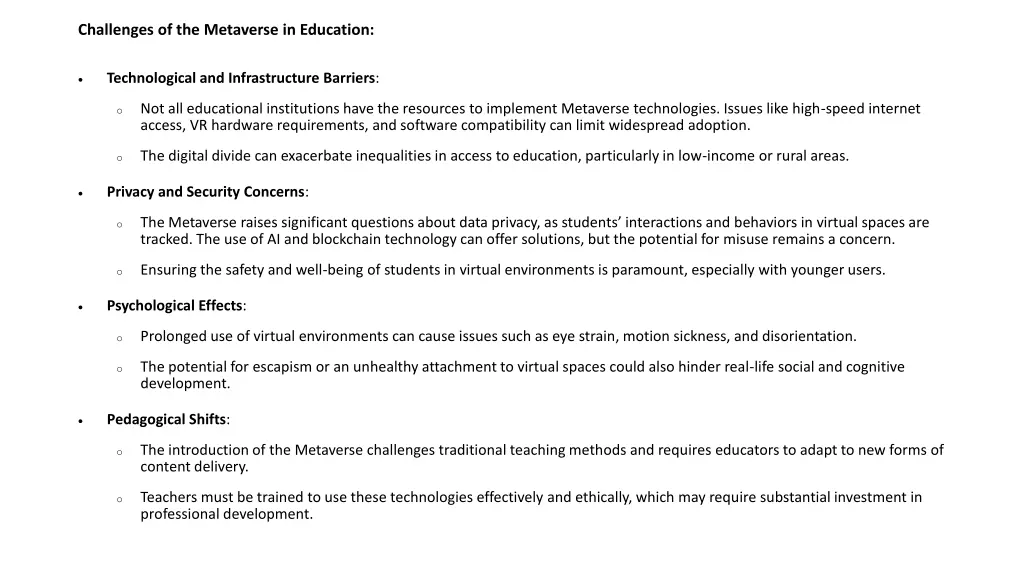 challenges of the metaverse in education