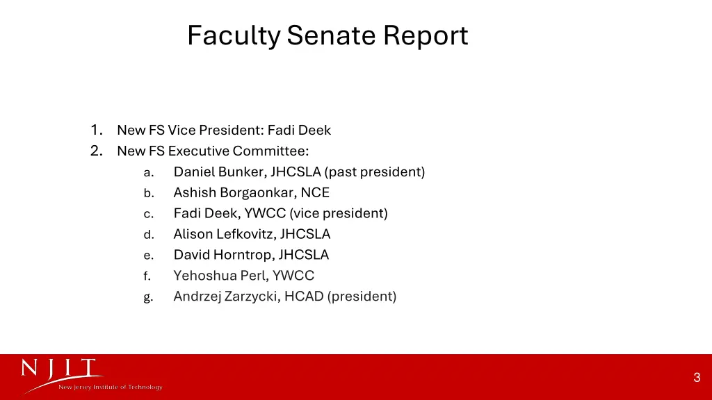 faculty senate report
