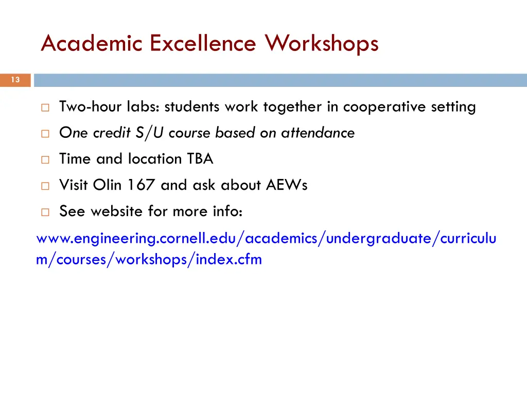academic excellence workshops