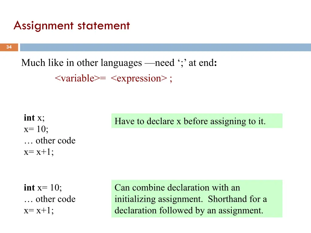 assignment statement