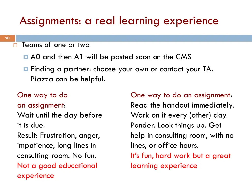 assignments a real learning experience