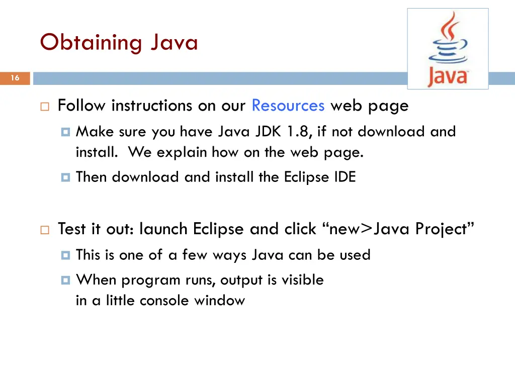 obtaining java