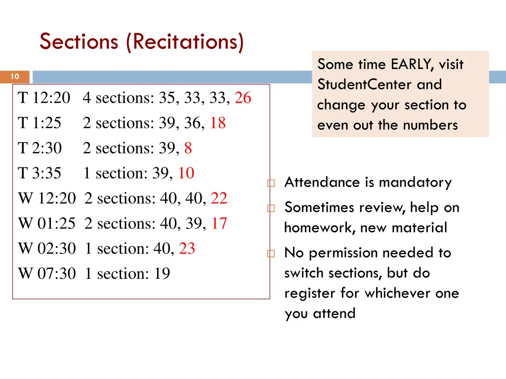 sections recitations