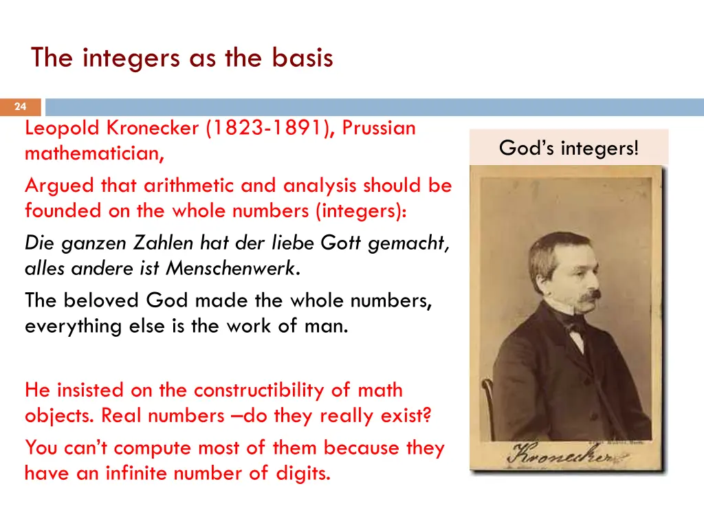 the integers as the basis