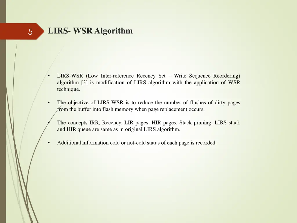 lirs wsr algorithm