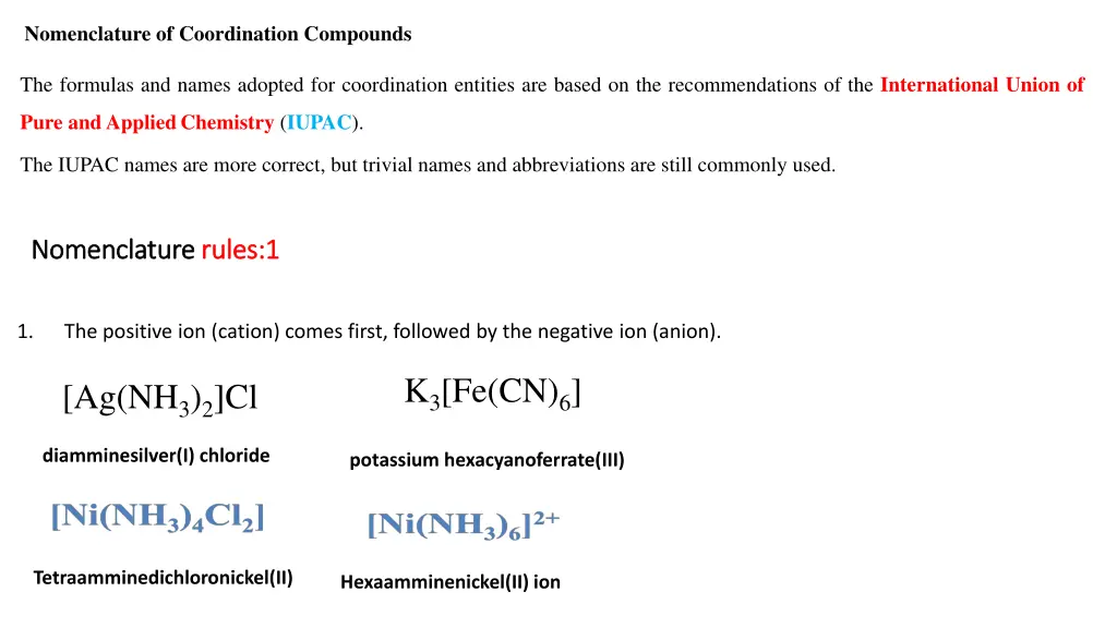 nomenclature of coordination compounds