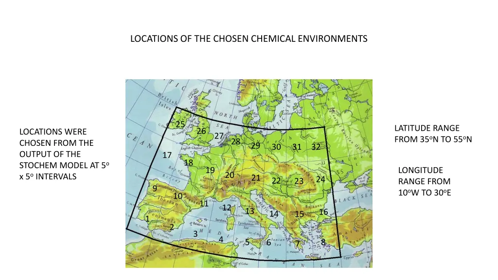 locations of the chosen chemical environments