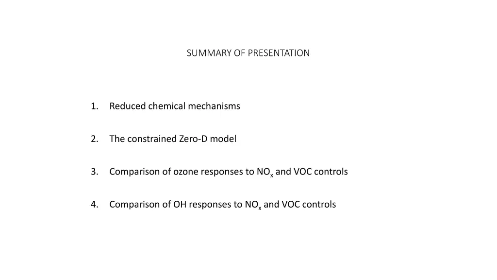 summary of presentation