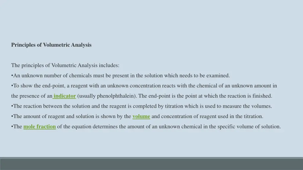 principles of volumetric analysis