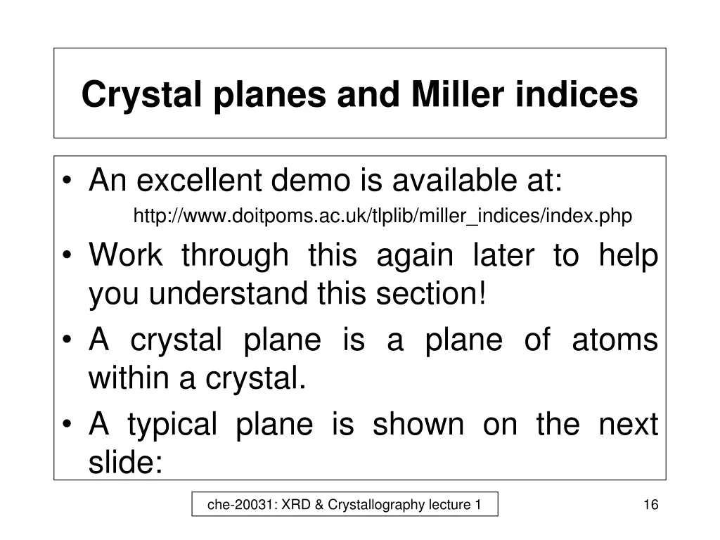 crystal planes and miller indices