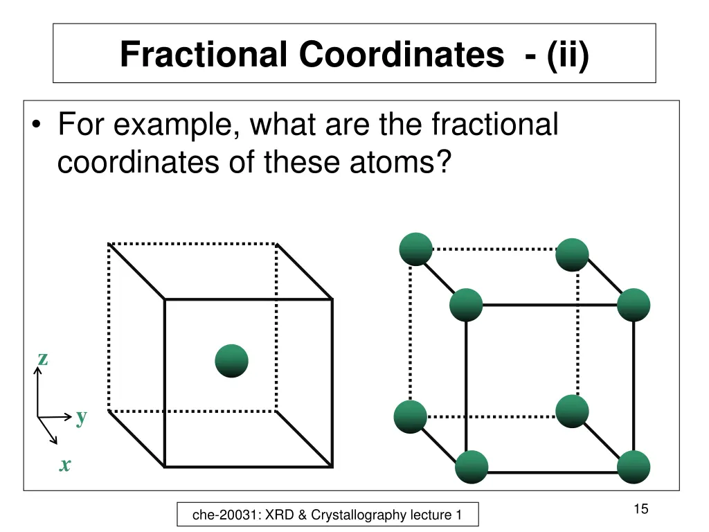 fractional coordinates ii