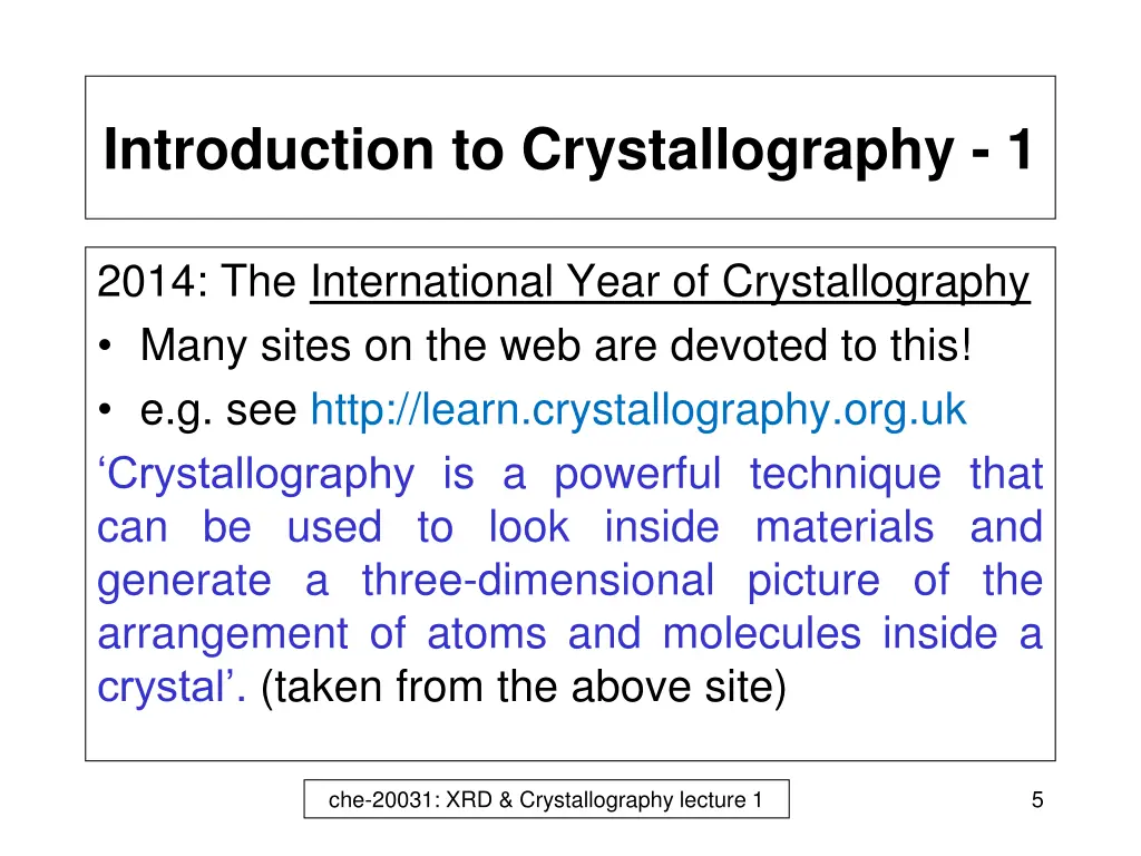 introduction to crystallography 1
