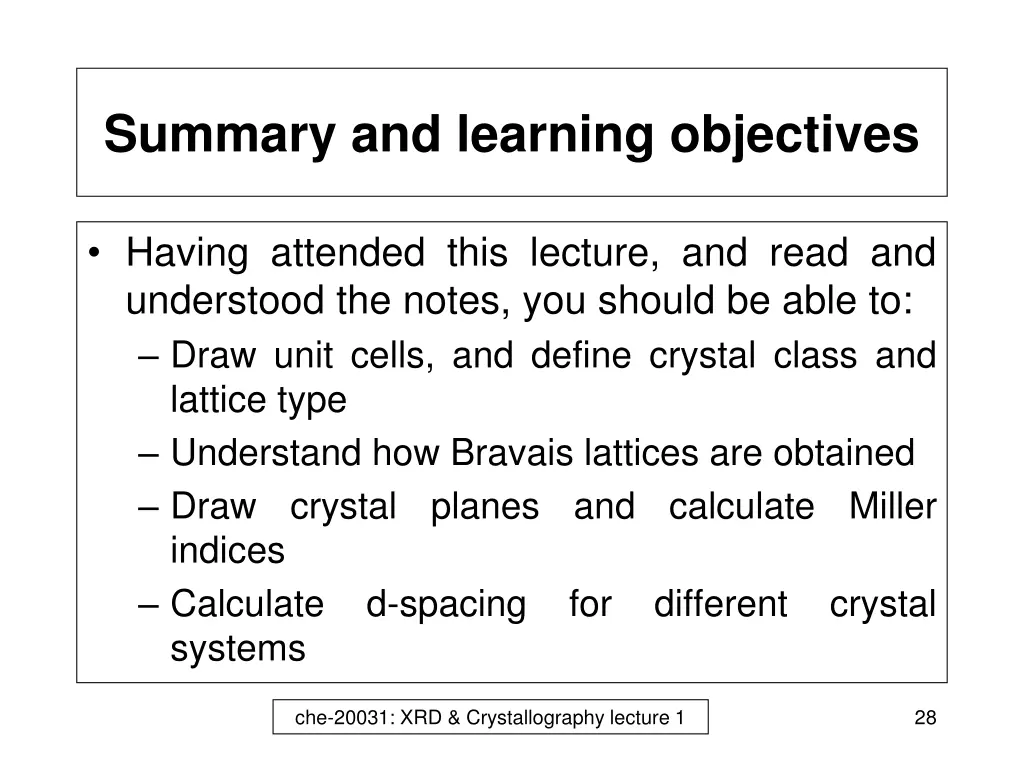 summary and learning objectives