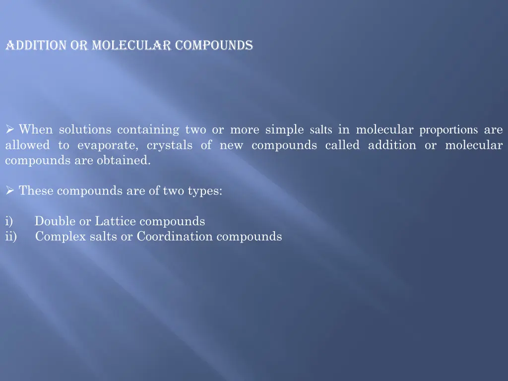 addition or molecular compounds