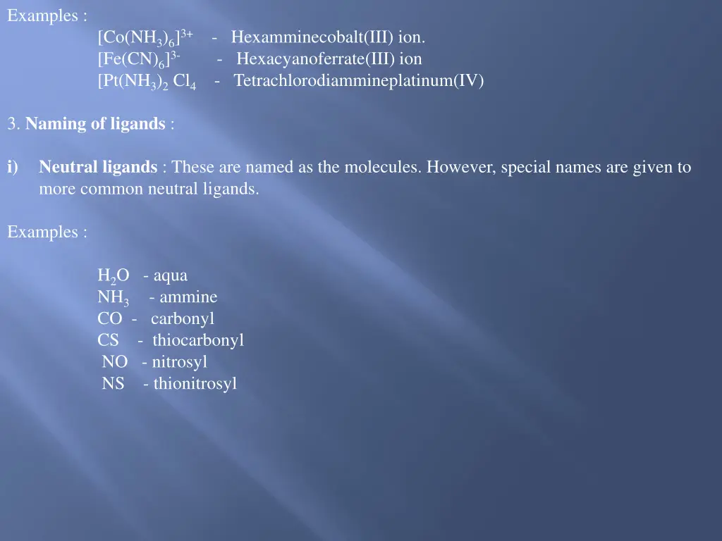 examples co nh 3 6 3 hexamminecobalt