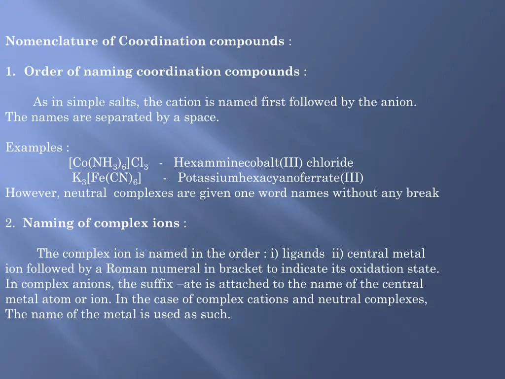 nomenclature of coordination compounds