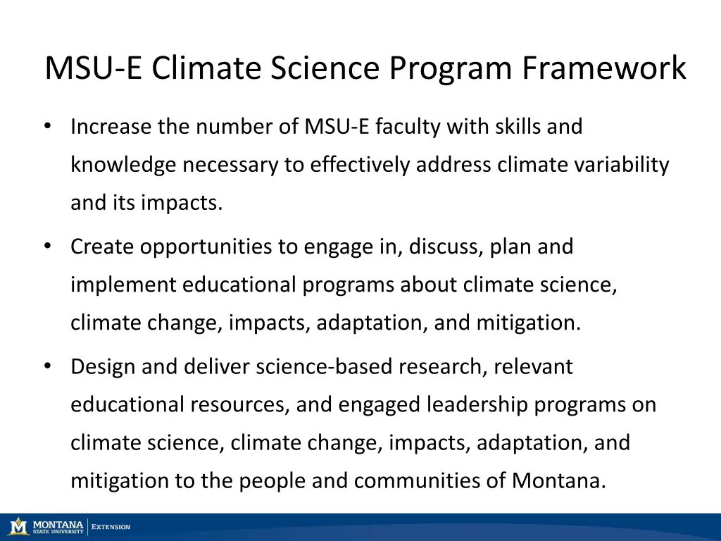 msu e climate science program framework