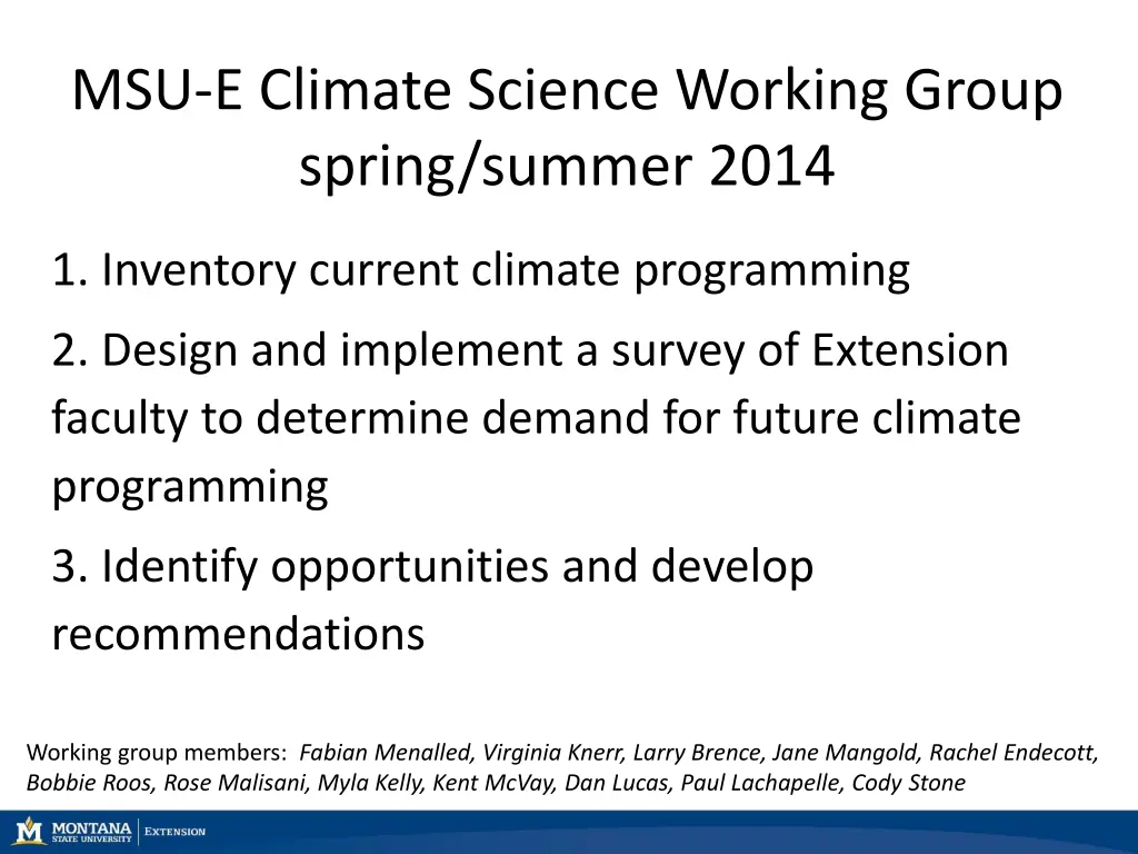 msu e climate science working group spring summer