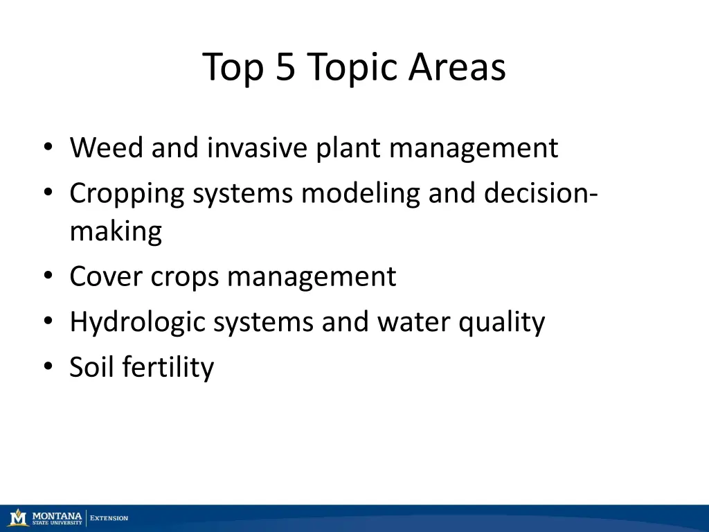 top 5 topic areas