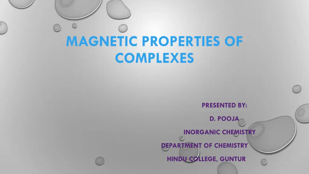 magnetic properties of complexes