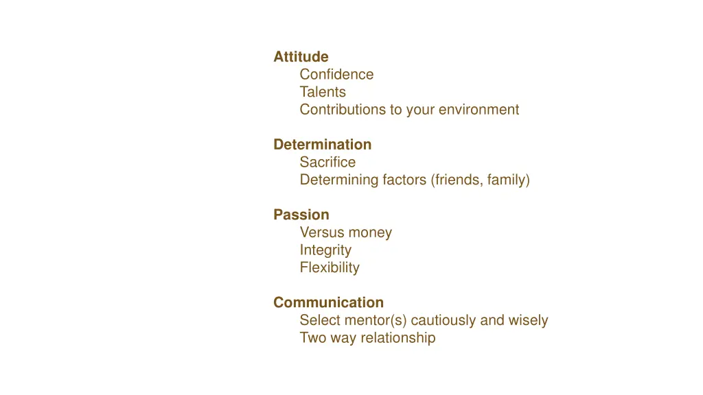 attitude confidence talents contributions to your