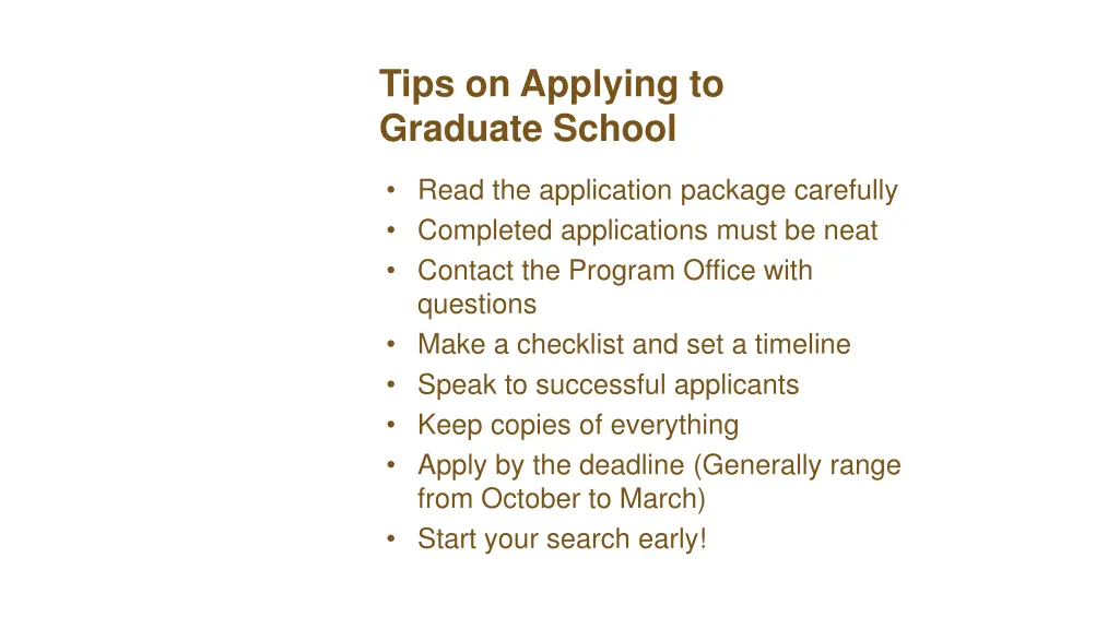 tips on applying to graduate school